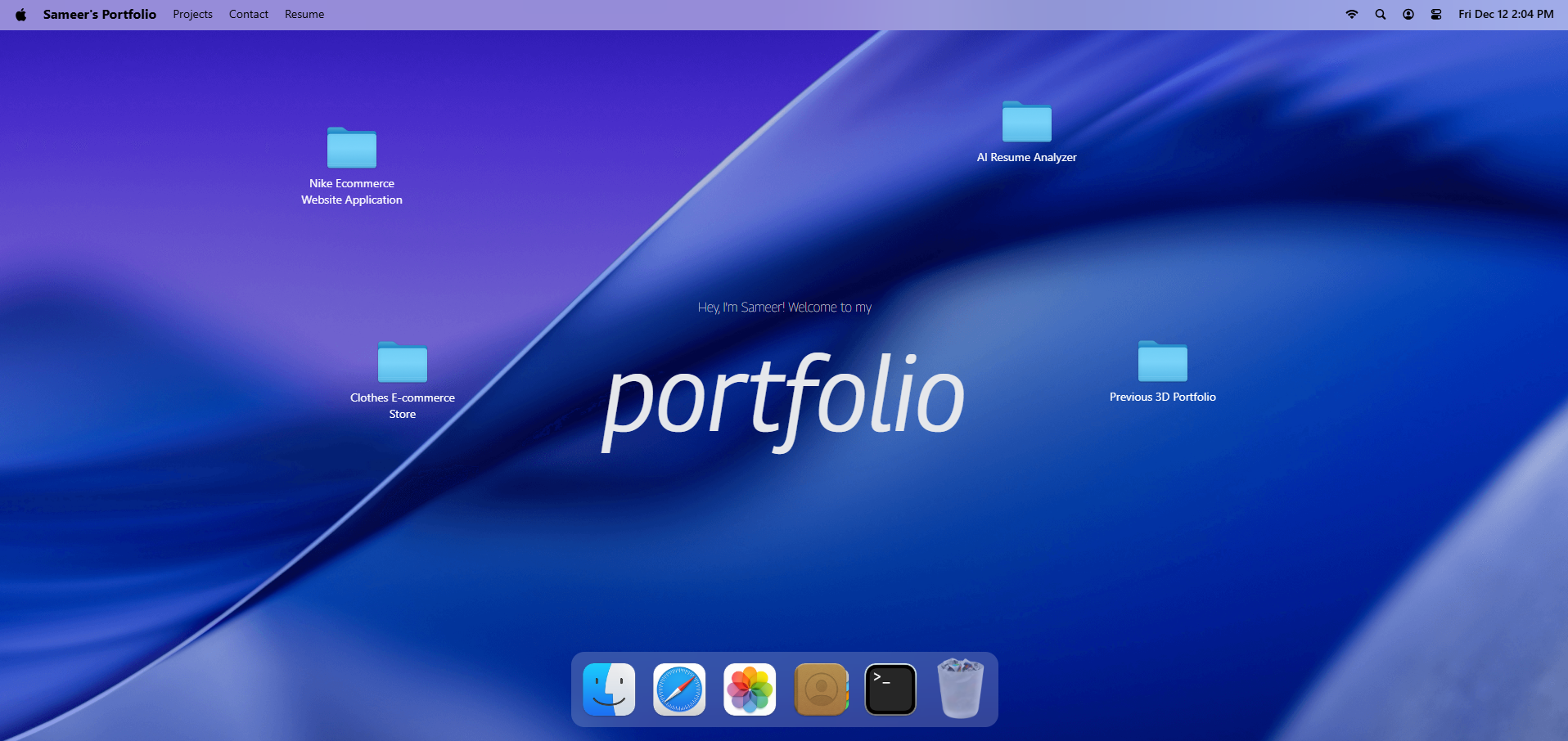 macOS-Style 3D Portfolio